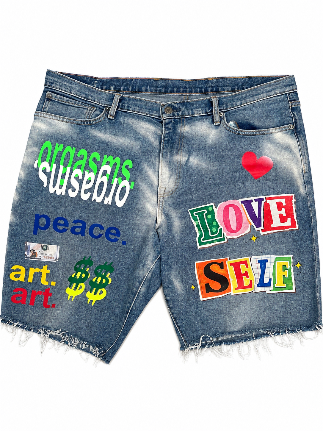 Love Yourself — 1 of 1 Custom Denim Shorts